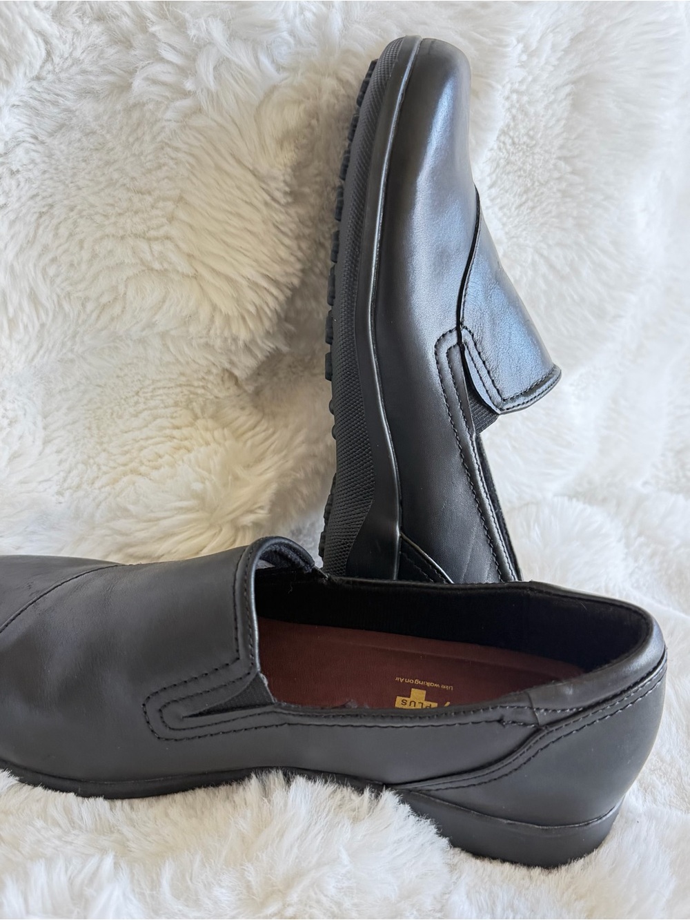 Air Supply Plus Black Genuine Leather Slip On Loafers. Sz 9.5 W. - Picture 2 of 9